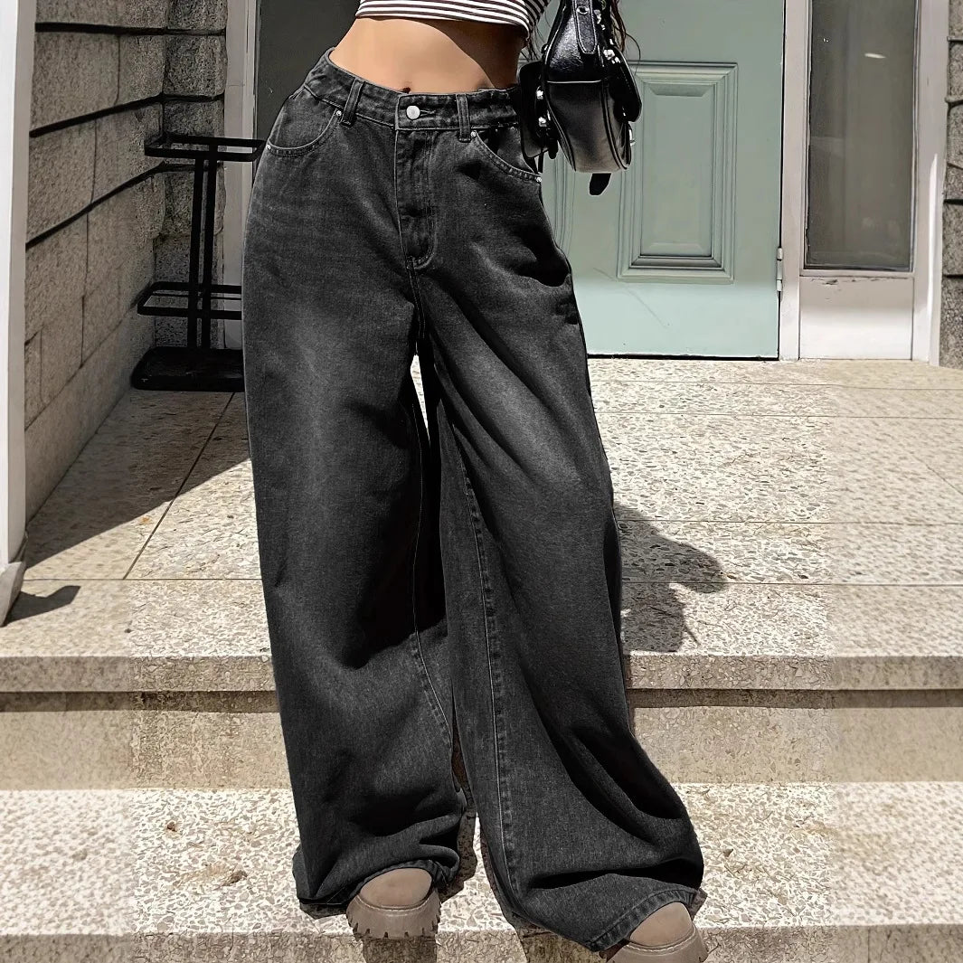 Damen Modische Baggy Jeans | Weites Bein