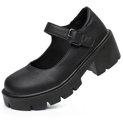 Schwarze Mary Jane Dirndl Schuhe für Damen | Plateau