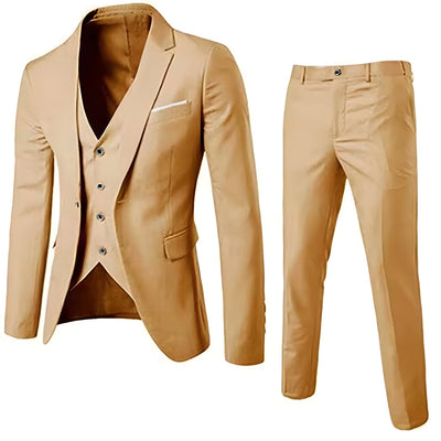 Dreiteiliger Slim Fit Anzug Herren