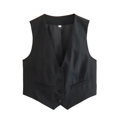 Cropped Gilet Top – schwarz oder weiß, tailliert & stretchy – Layering Must-have
