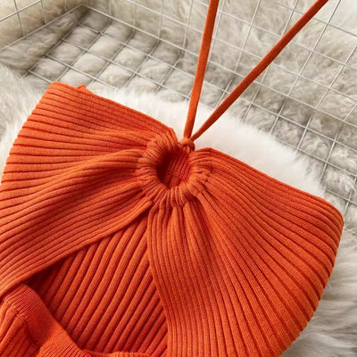 Trendy Rückenfreie Maxi-Strickkleid mit Seitenschlitz für Damen – Liora