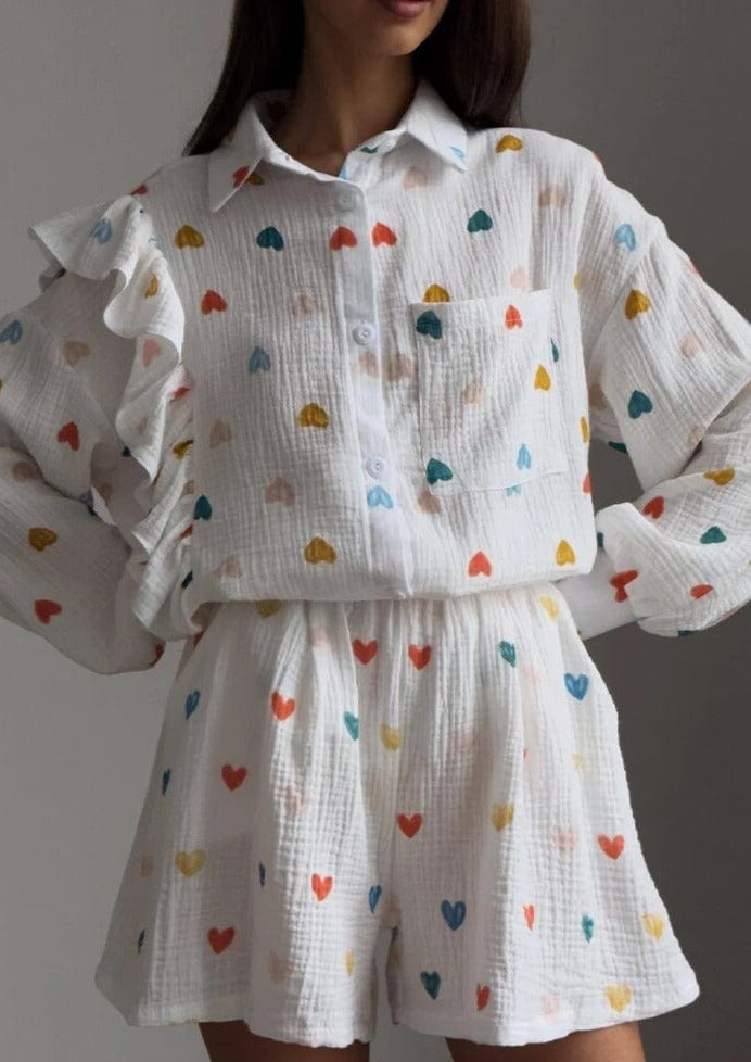 Amira | Herz-Print Zweiteiler-Set – Perfekt für entspannte Sommertage