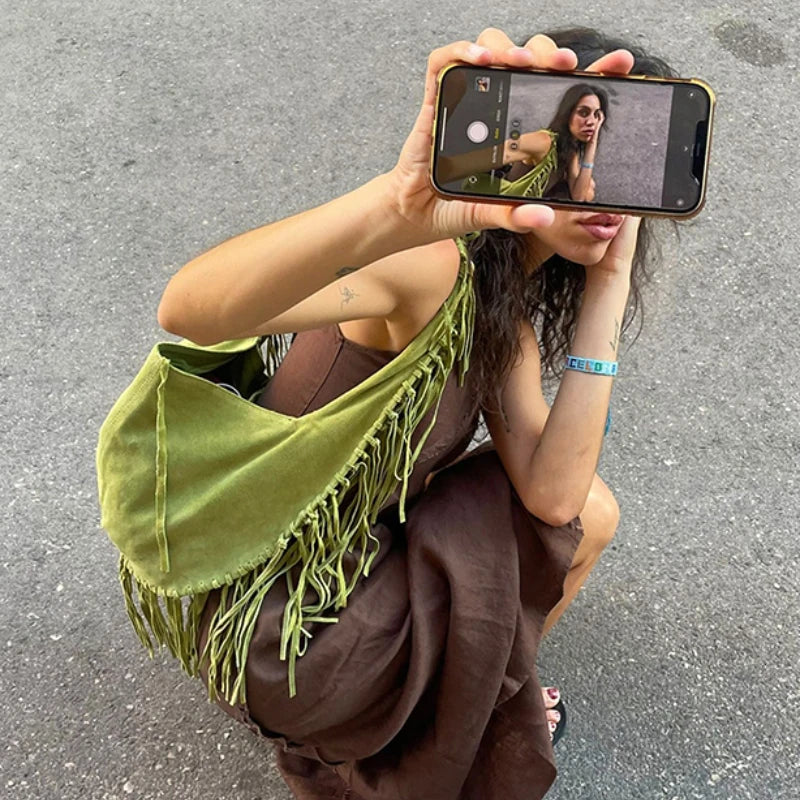 Strohtasche Strand Shopper – Große Vegane Leder Tasche mit Quasten