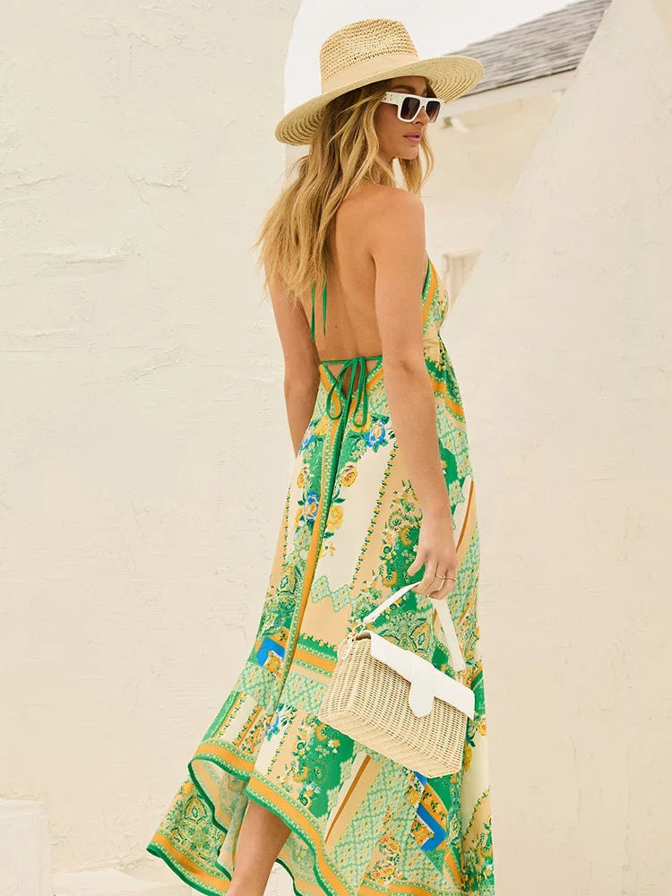Luftiges & Stylisches Boho-Maxikleid mit Halterneck für Damen – Naya