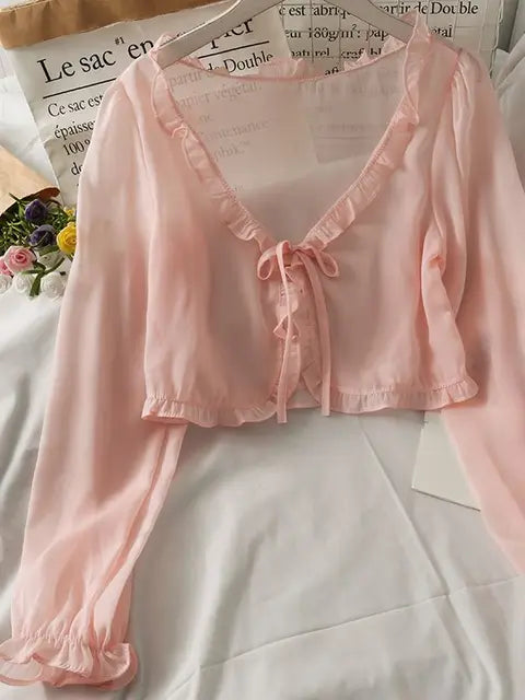 Luciana - Transluzente Bluse mit Schleife