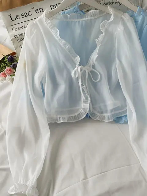 Luciana - Transluzente Bluse mit Schleife