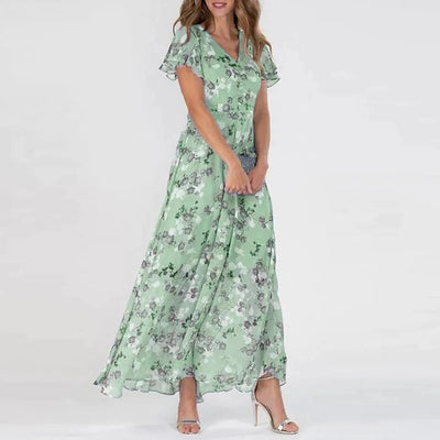 Elvianne – Langes Sommerkleid mit Lebendigen Blumenmuster