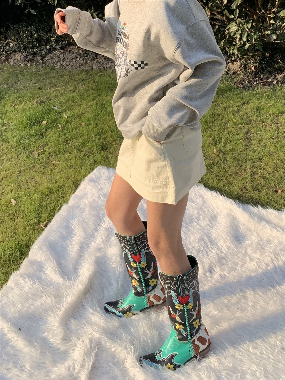 Schlupf Bestickt Cowboystiefel