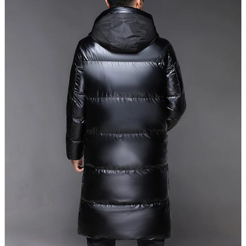 Schwarze Winter Daunen Jacke für Herren | mit Kapuze