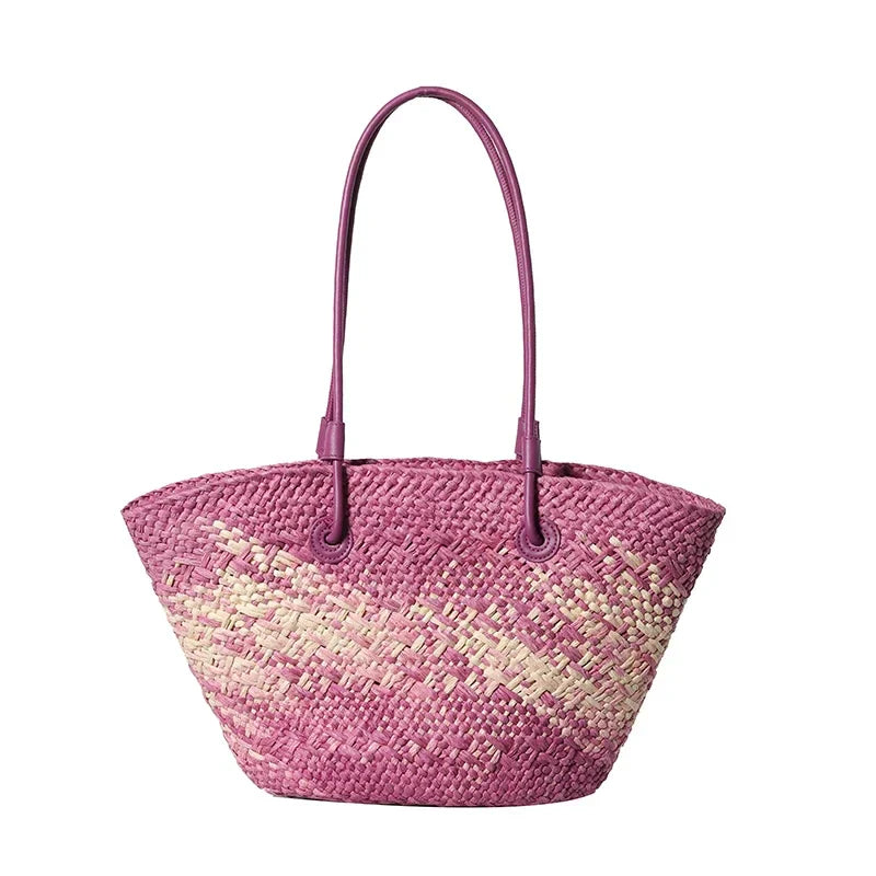 Französische Luxus Strandtasche Damen – Handgefertigte Raffia Sommertasche