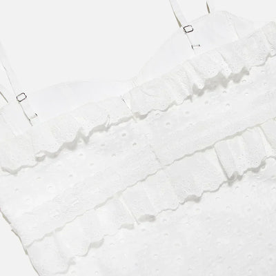 Stilvolles Besticktes Camisole Maxikleid in Weiß – Alina