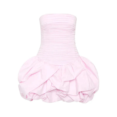 Schulterfreies Mini Kleid mit Ballonrock und floralem Muster für Damen
