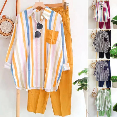 Zweiteiliges Sommer-Set aus Leinen Lockeres Shirt & Weite Hose - Zayenne