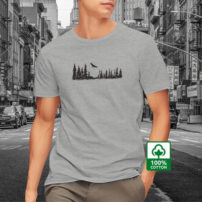 Arthur - T-Shirt für Herren aus 100 % Baumwolle mit Wald-Grafikdruck
