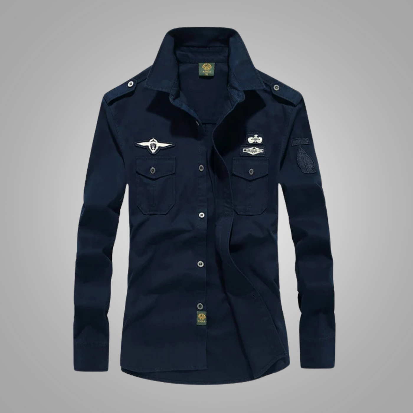 Isaac - Langärmliges Baumwollhemd mit Stickerei