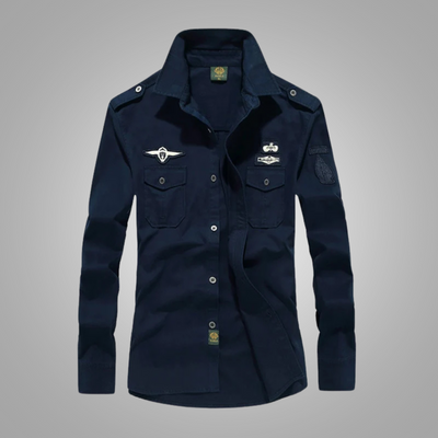 Isaac - Langärmliges Baumwollhemd mit Stickerei