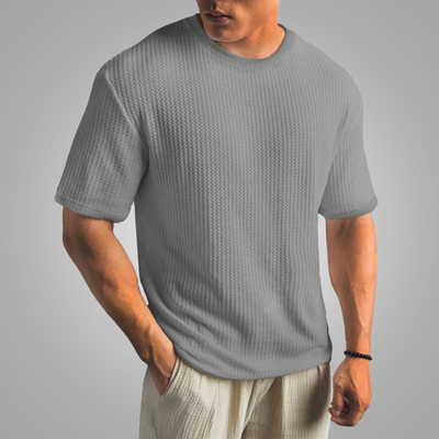 Baxter - Waffelgestricktes T-Shirt mit überschnittener Schulter