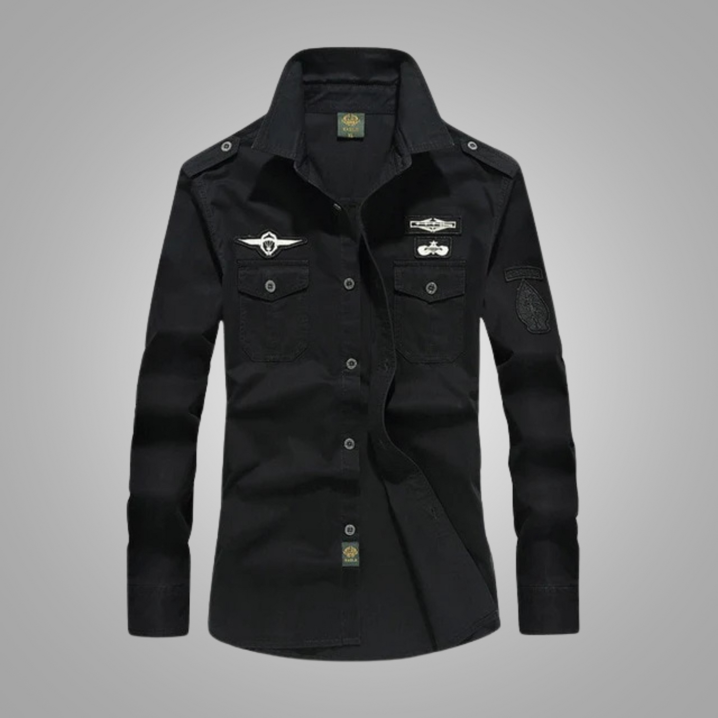 Isaac - Langärmliges Baumwollhemd mit Stickerei