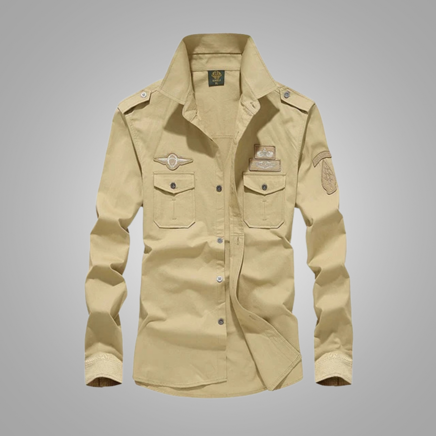 Isaac - Langärmliges Baumwollhemd mit Stickerei