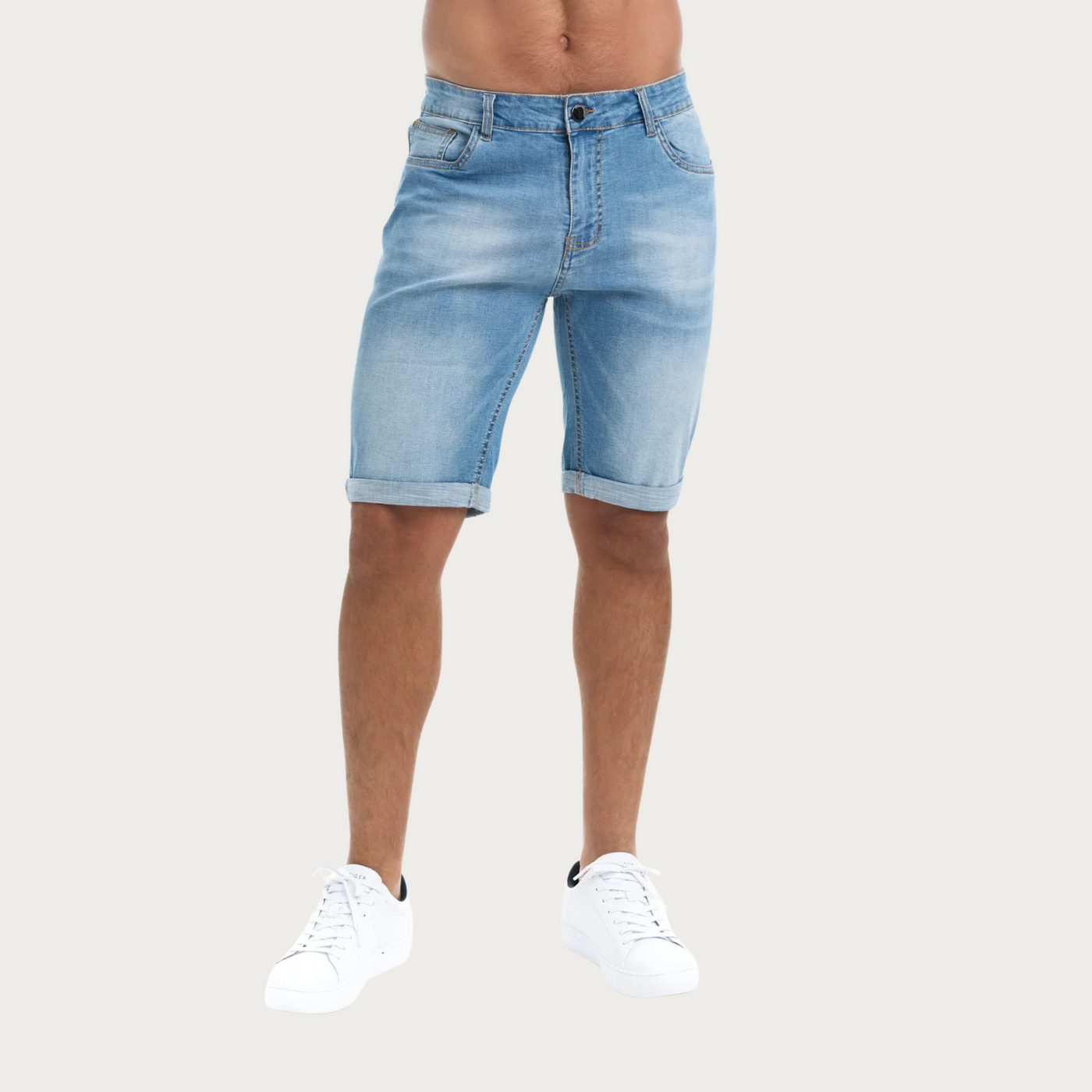 Arvid - Slim-Fit Jeansshorts für Herren mit gerolltem Saum