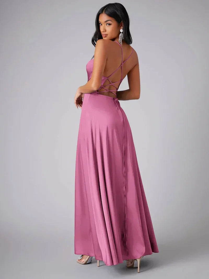 Damen ärmelloses Maxikleid mit Schlitz für den Sommer