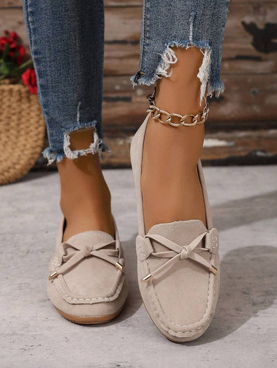 Sabine – Damen Loafer Mit Schleife Veloursleder Flach Komfort