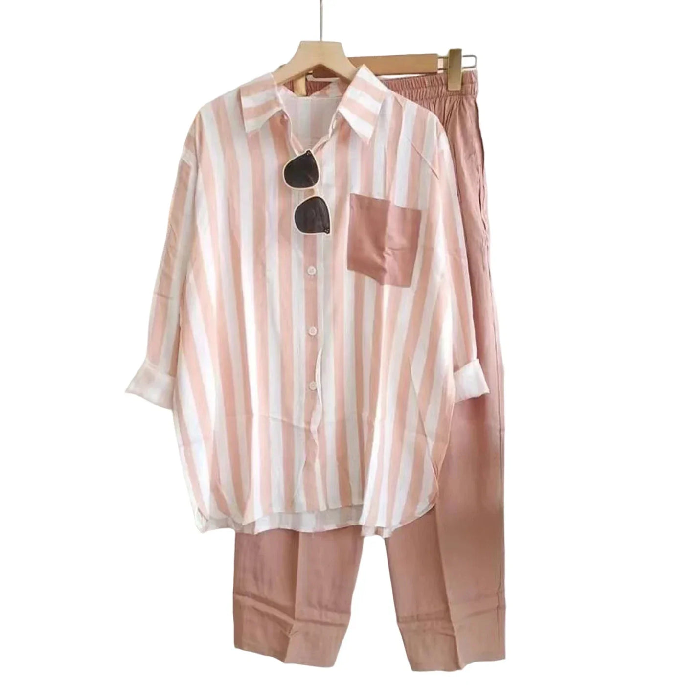 Zweiteiliges Sommer-Set aus Leinen Lockeres Shirt & Weite Hose - Zayenne