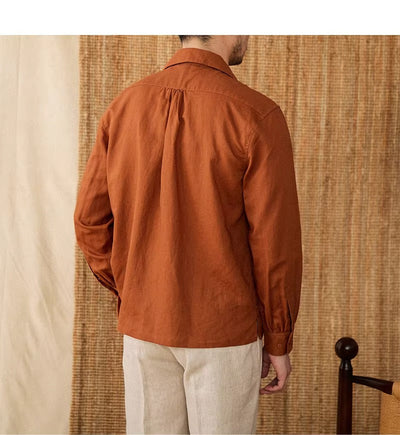 Luftiges Herrenhemd aus Leinen Mit Kubakragen und Langarm – Mateo