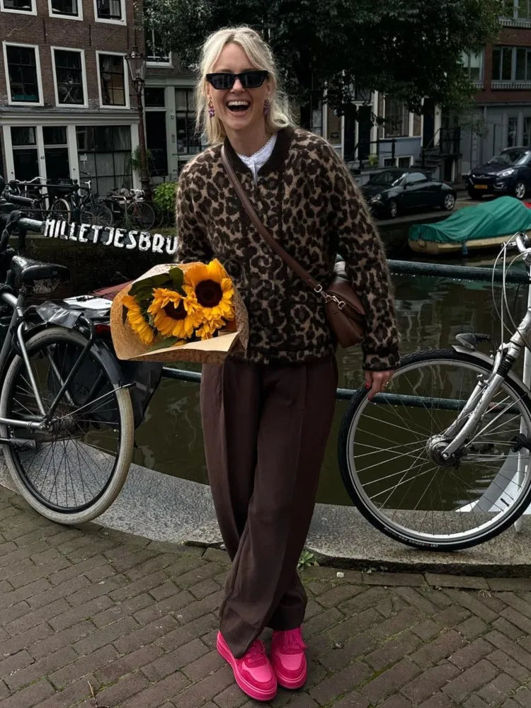 Leoparden Damen Strickjacke