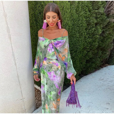 Anisten™ | Damenlanges Kleid mit Halo-Dye Druck Sommer Boho