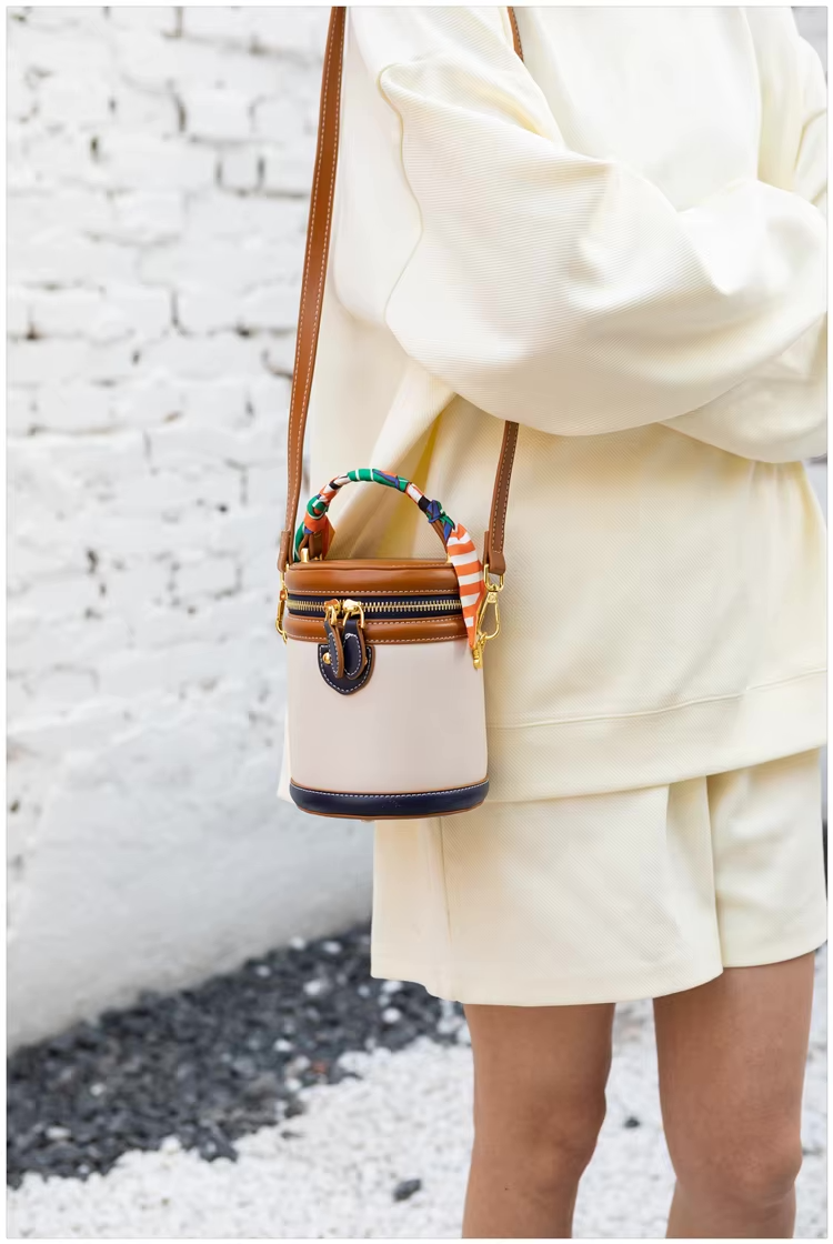 Bucket Bag Damen Kunstleder – Zylinderform mit Schalgriff