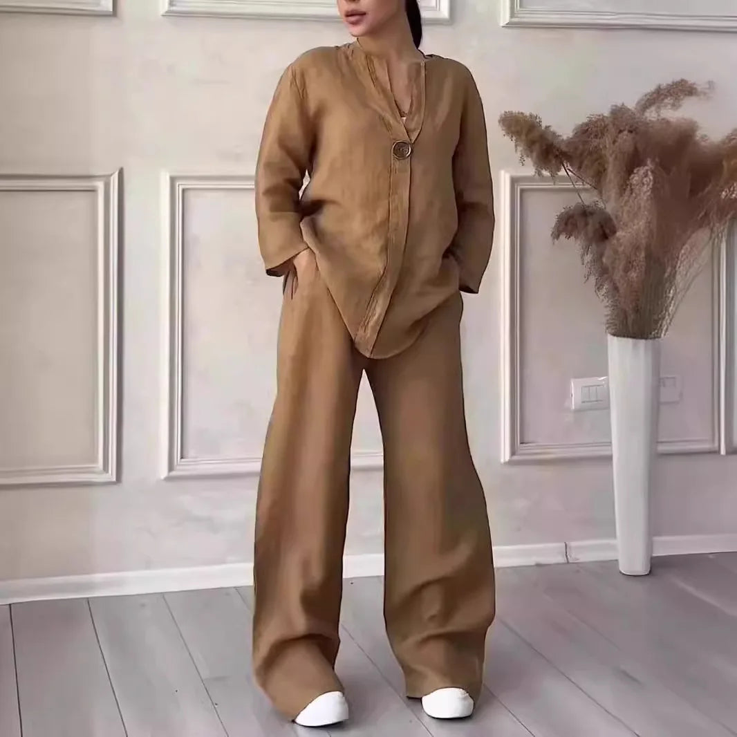 Luftiges & Stylisches Sommer-Set mit Bluse & Weithose aus Leinen – Melina