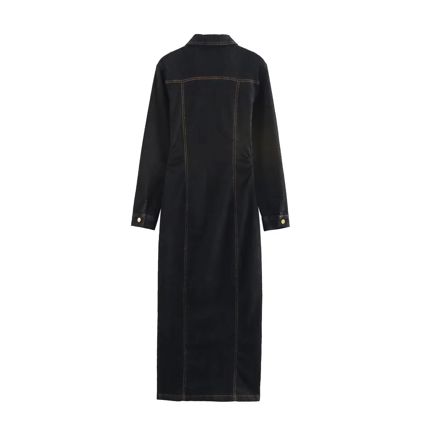 Langes Jeans Hemdblusenkleid mit Knopfleiste und langen Ärmeln für Damen