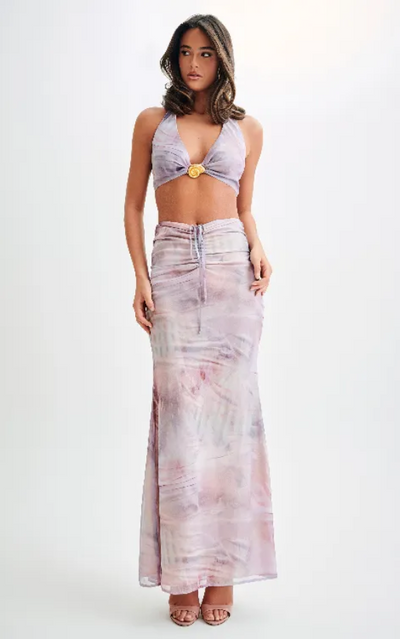 Jeanne - maxirock mit rüschen und muschelmotiv