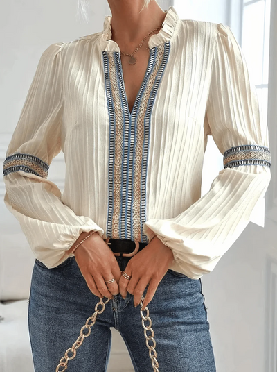 Bluse mit raffinierten puffärmeln für damen