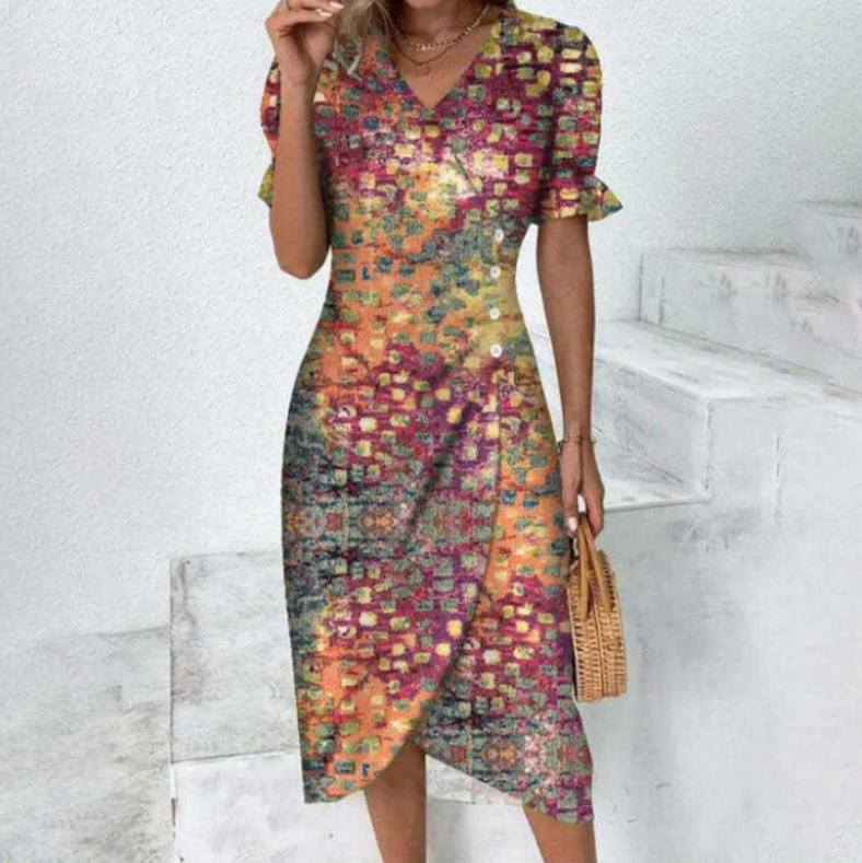 Amalia - schickes midi-wickelkleid für damen pure eleganz