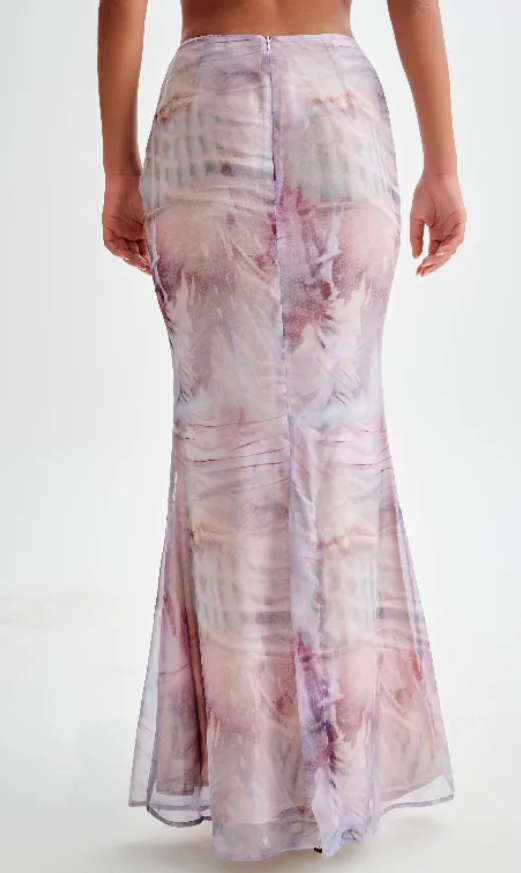 Jeanne - maxirock mit rüschen und muschelmotiv