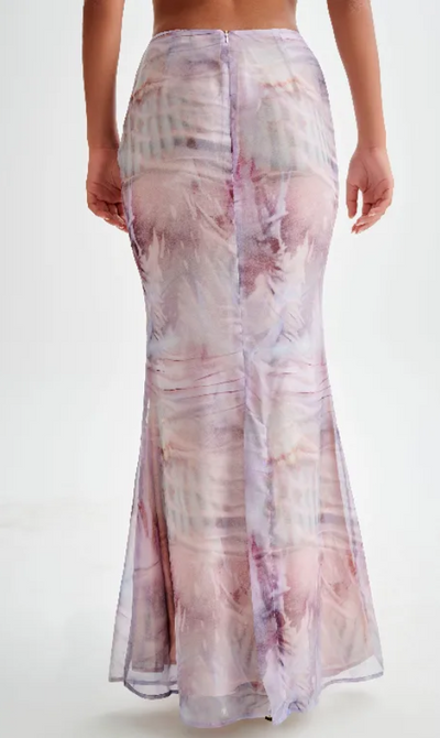 Jeanne - maxirock mit rüschen und muschelmotiv