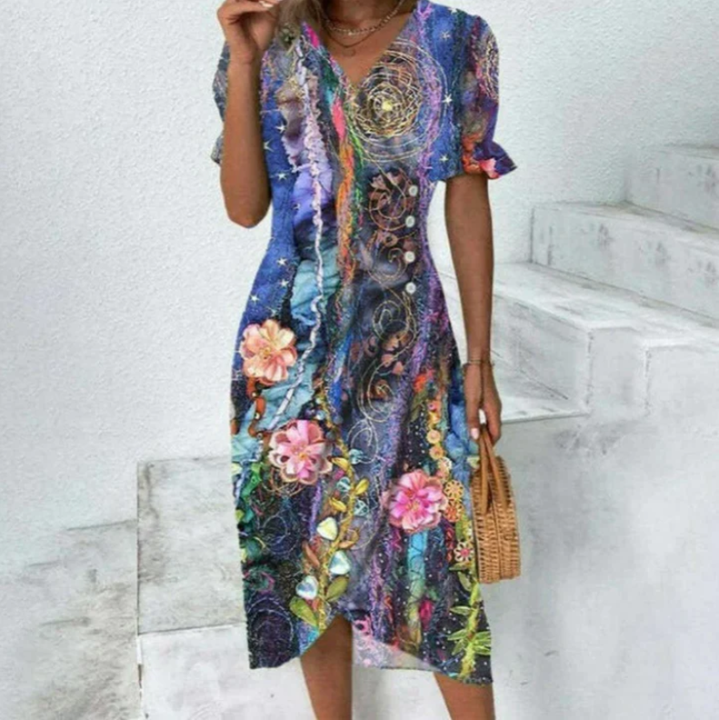 Amalia - schickes midi-wickelkleid für damen pure eleganz