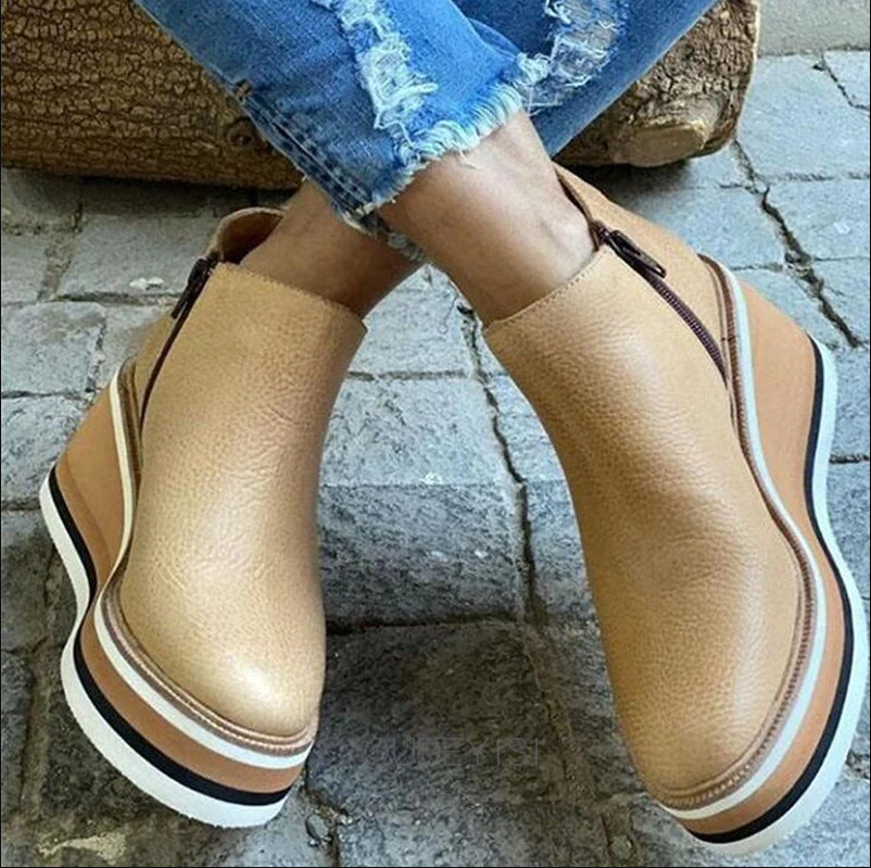 Stylische plateau-stiefeletten für frauen