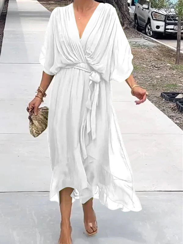 Sophie - grünes chiffonkleid mit v-ausschnitt