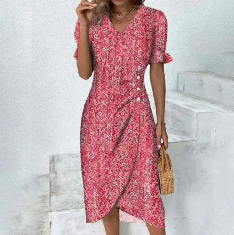 Amalia - schickes midi-wickelkleid für damen pure eleganz