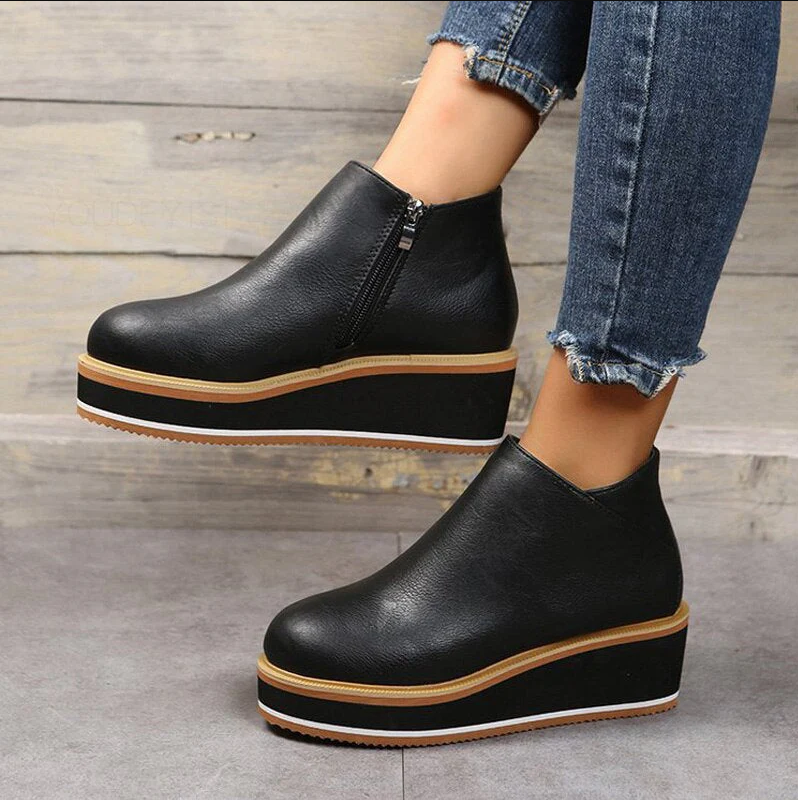 Stylische plateau-stiefeletten für frauen