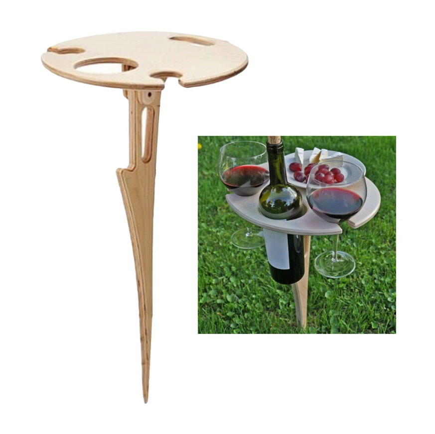 Terraliv Outdoor Getränkehalter – Tragbarer Picknicktisch für Flaschen und Gläser