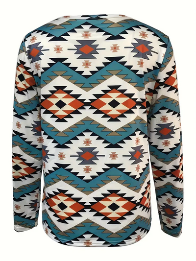 Hannelore | stylisches langarmshirt mit geometrischem print