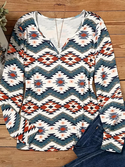 Hannelore | stylisches langarmshirt mit geometrischem print