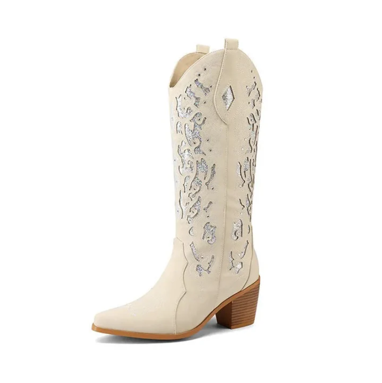 Céline | western-cowboy-stiefeletten mit stickerei und absatz