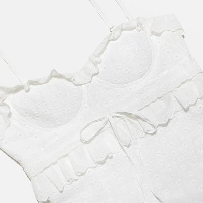 Stilvolles Besticktes Camisole Maxikleid in Weiß – Alina