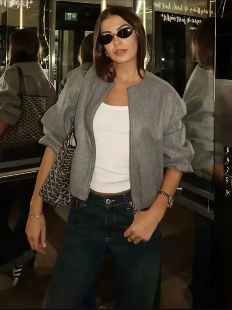 Damen Rundhals Übergangsjacke | Langarm