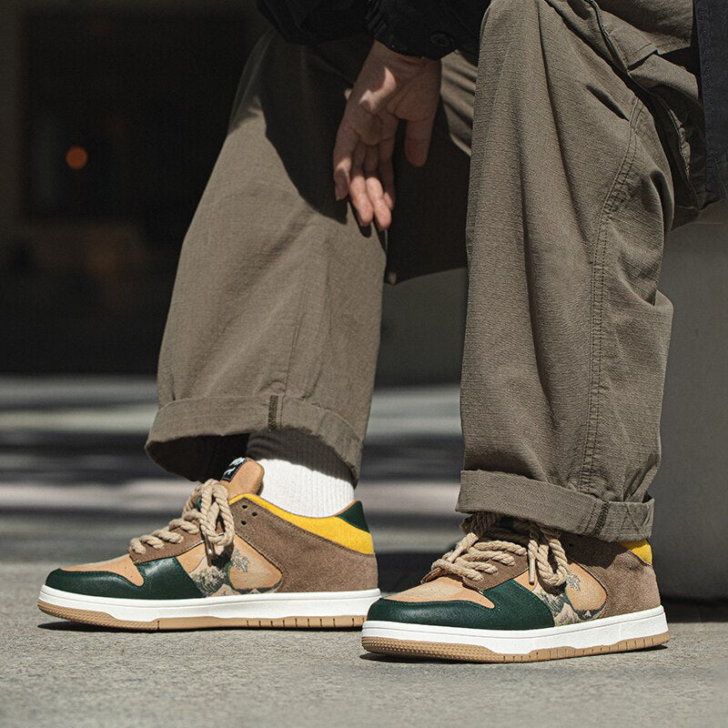 Kunstvolle Damen & Herren Plateau-Sneakers mit Wellenmotiv – Daiki